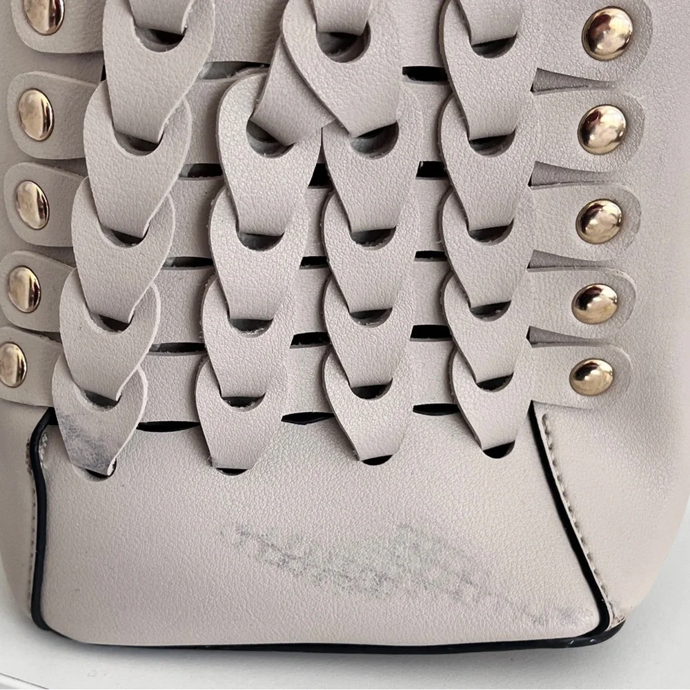 Melie Bianco Ivory Vegan Leather Convertible Crossbody Shoulder Bag